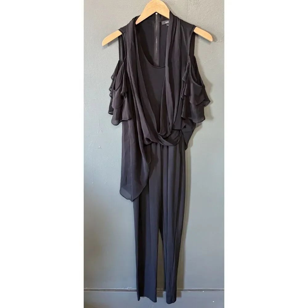 Kobi Womens Black Sleeveless Romper Flowy Sheer Size XS